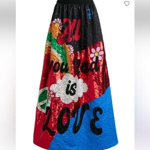 NWT A+O X THE BEATLES TINA BALLGOWN SKIRT  Colorful Sequin Maxi Skirt